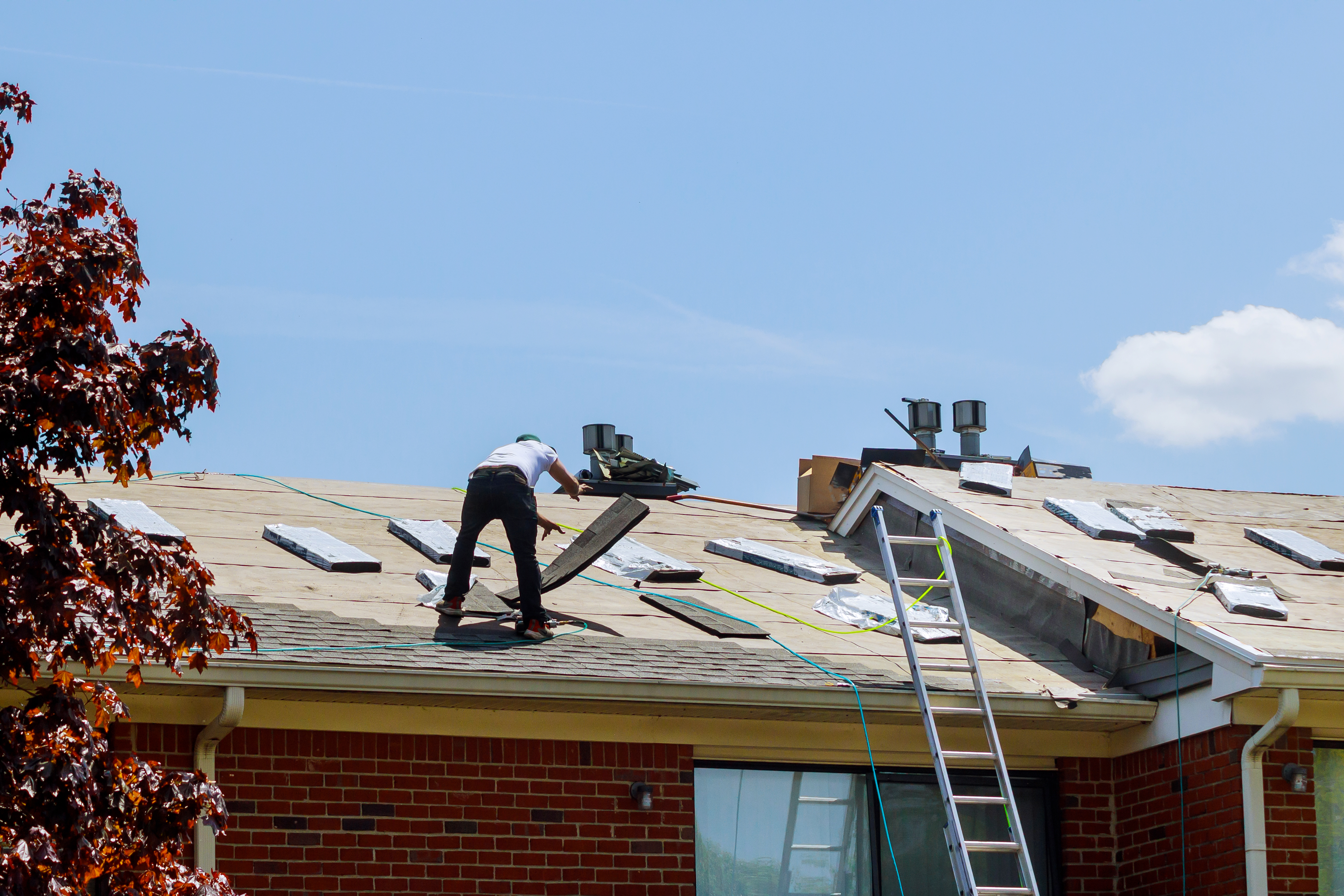 Close-up of roof flashing repair