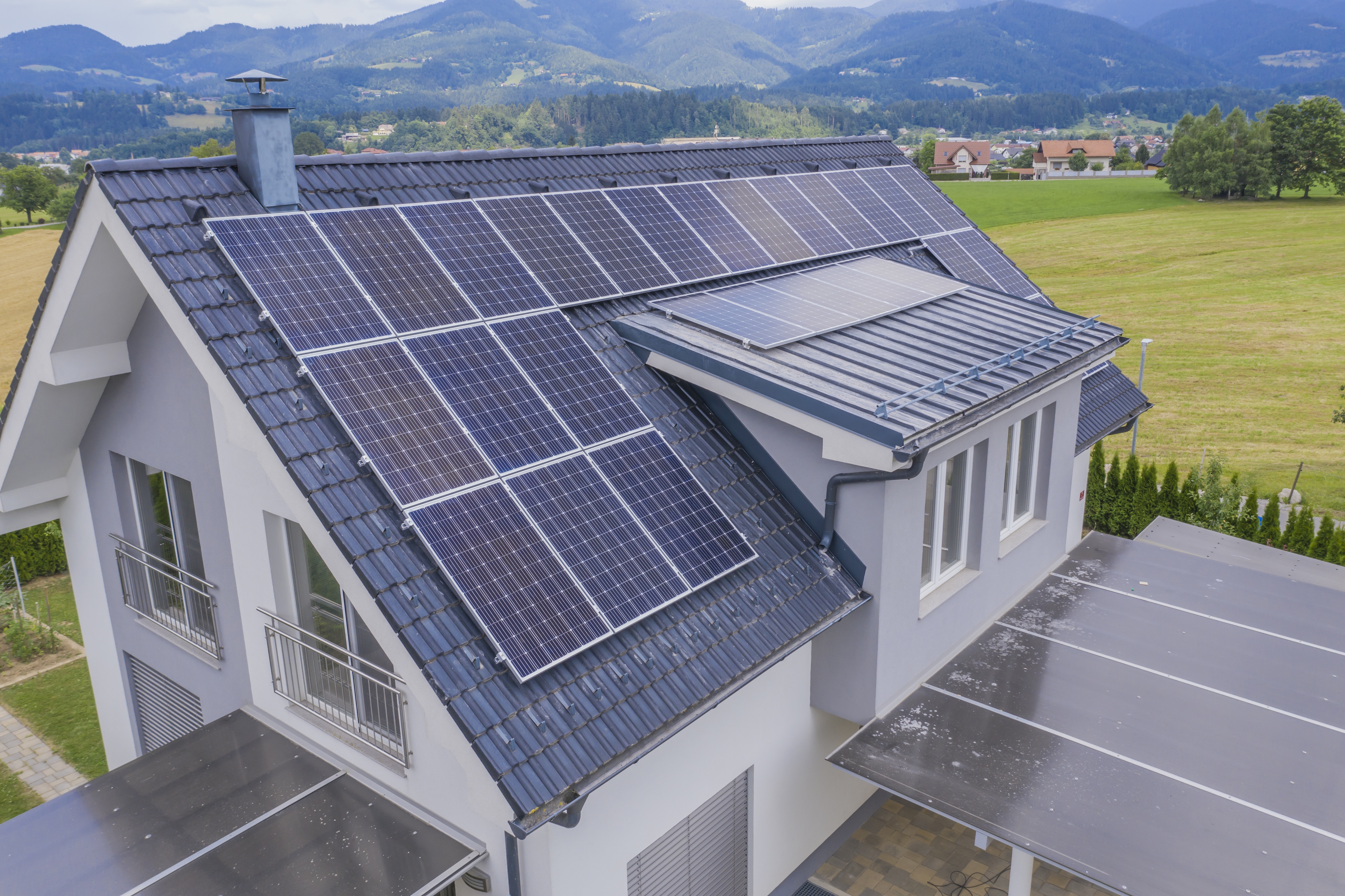 Solar panels integrated with new roof