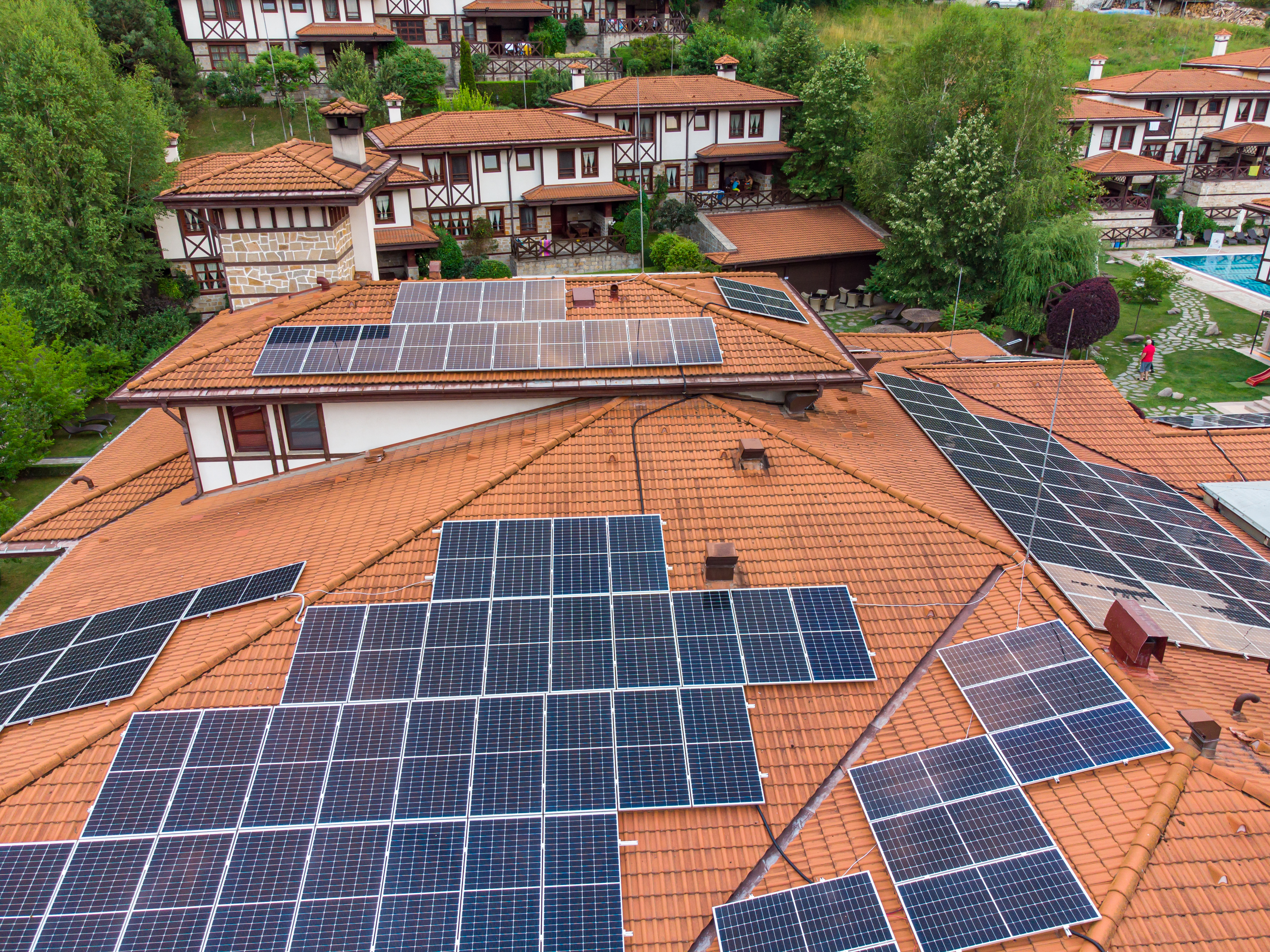 Modern home with solar roof system