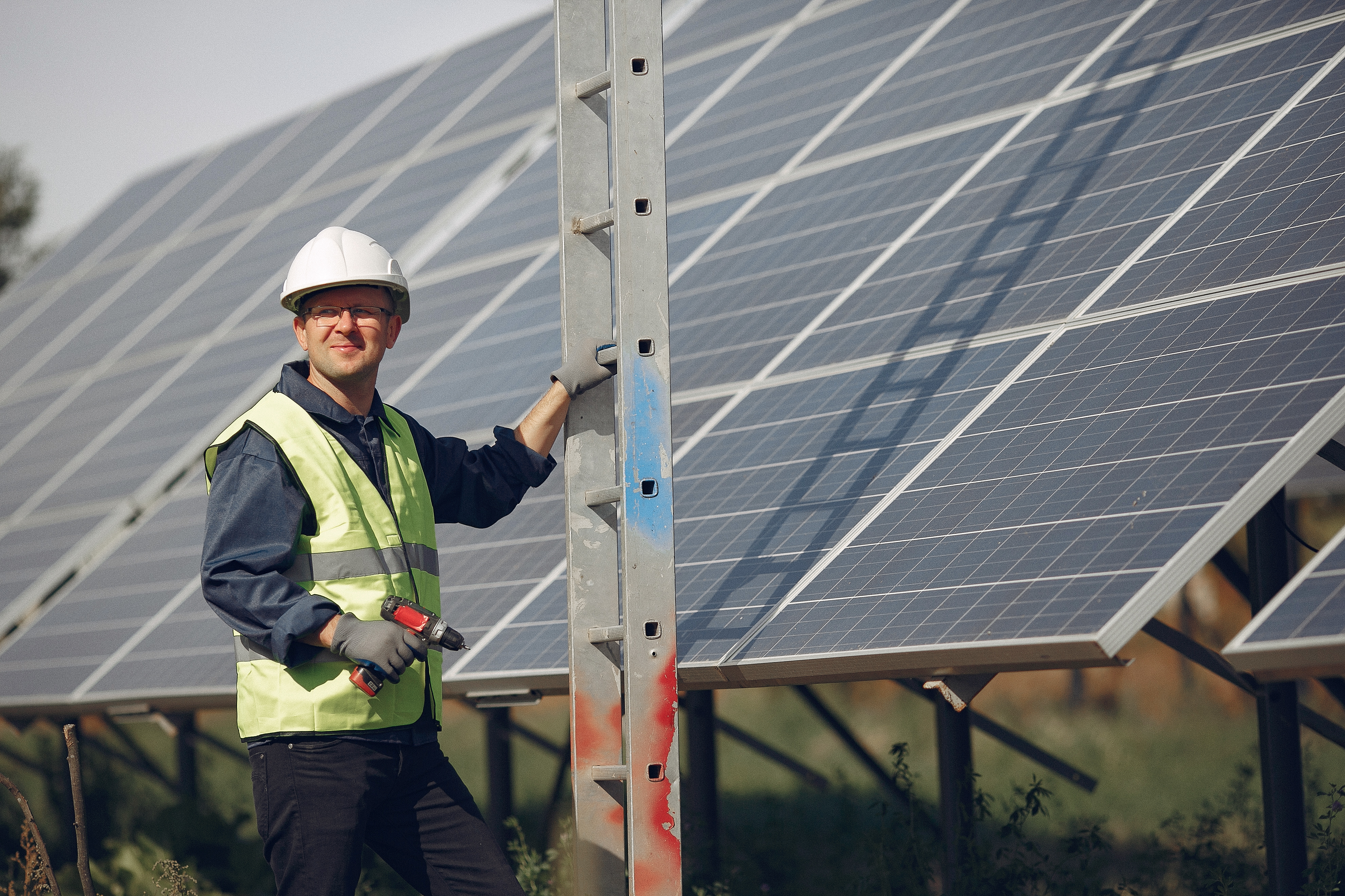 Close-up of solar panel installation